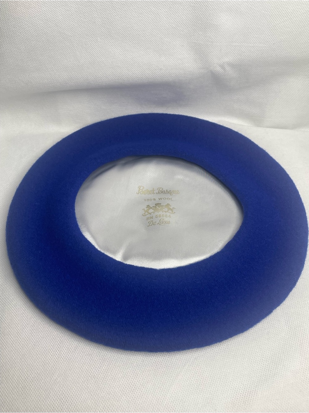 Vintage French Beret Basque Hat 100% Wool De Luxe Royal Blue OSFM Victorian Cap - Picture 9 of 11